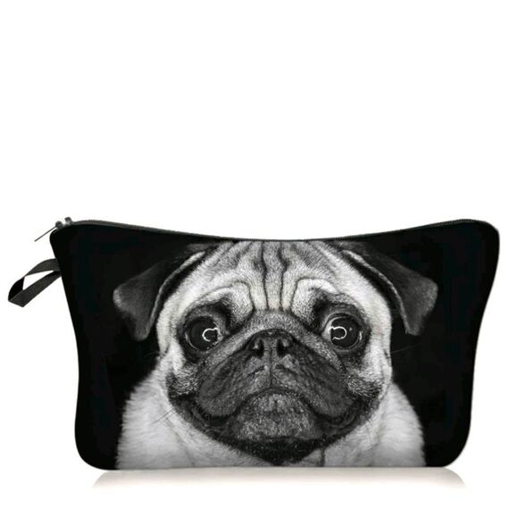 Dog Pug Pattern Makeup Cosmetics Bag Stationary School Supplies Pouch - Picture 8 of 8